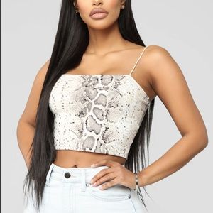 Fashion Nova Snakeskin Crop Top size Large